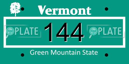 144 Vermont License Plate