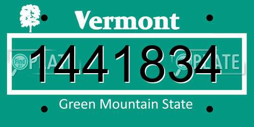 1441834 Vermont License Plate