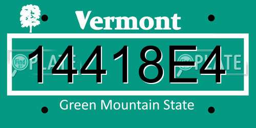 14418E4 Vermont License Plate
