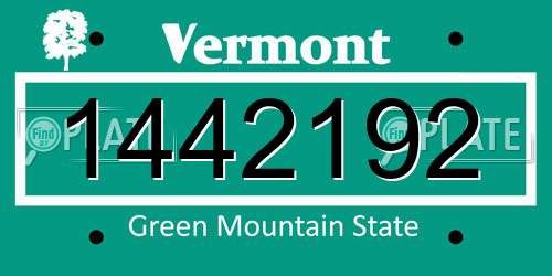 1442192 Vermont License Plate