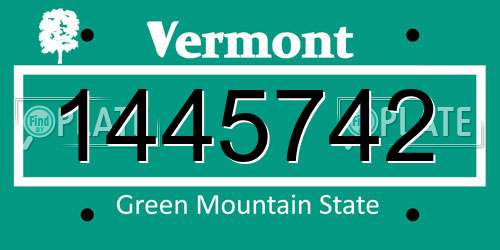 1445742 Vermont License Plate