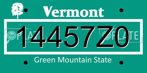 14457Z0 Vermont License Plate