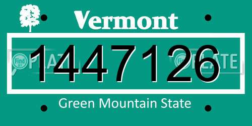 1447126 Vermont License Plate