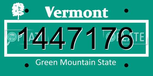 1447176 Vermont License Plate