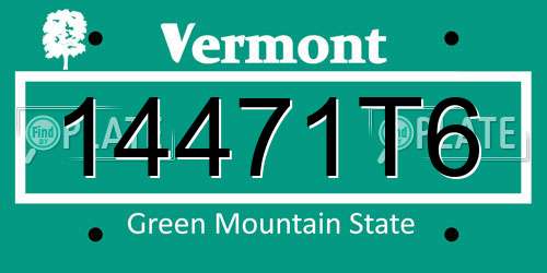 14471T6 Vermont License Plate