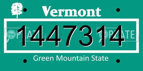 1447314 Vermont License Plate