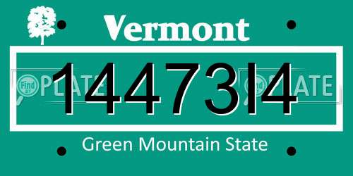 14473I4 Vermont License Plate