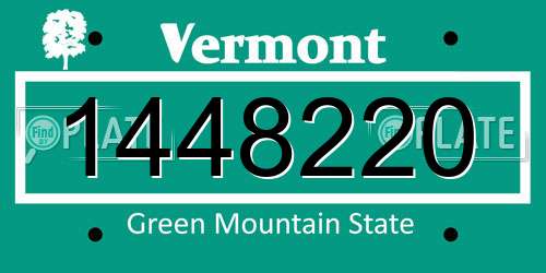 1448220 Vermont License Plate