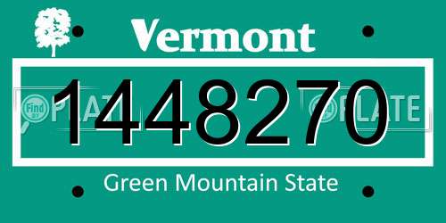 1448270 Vermont License Plate