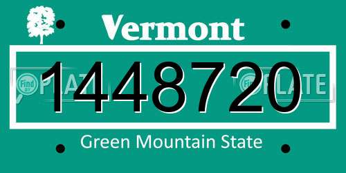 1448720 Vermont License Plate