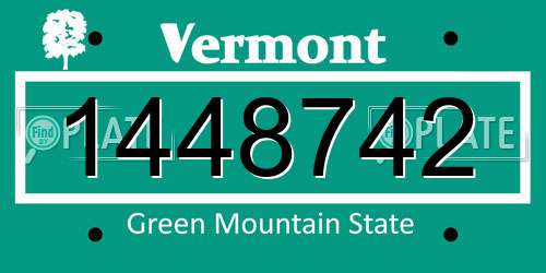 1448742 Vermont License Plate