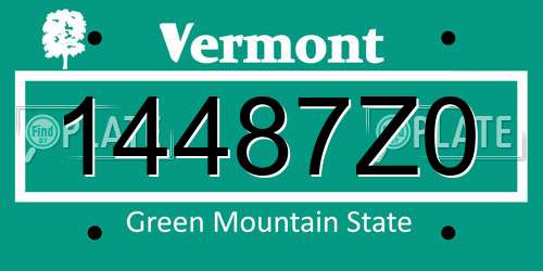 14487Z0 Vermont License Plate