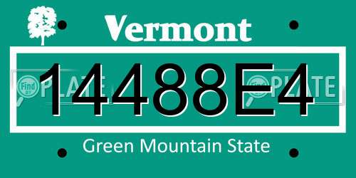 14488E4 Vermont License Plate
