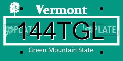 144TGL Vermont License Plate