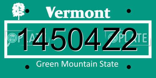 14504Z2 Vermont License Plate