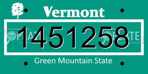 1451258 Vermont License Plate