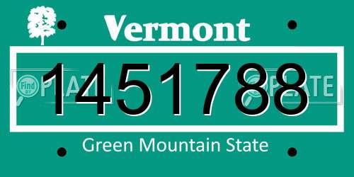 1451788 Vermont License Plate