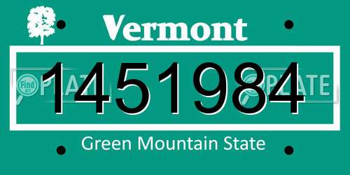 1451984 Vermont License Plate