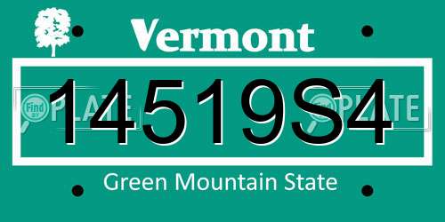 14519S4 Vermont License Plate
