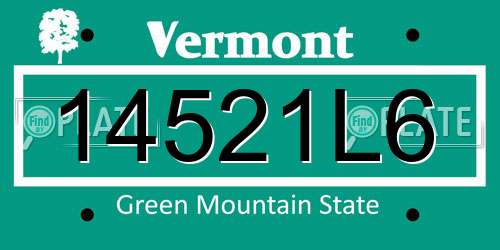 14521L6 Vermont License Plate