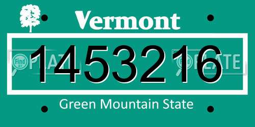 1453216 Vermont License Plate