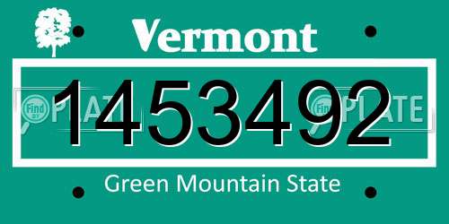 1453492 Vermont License Plate