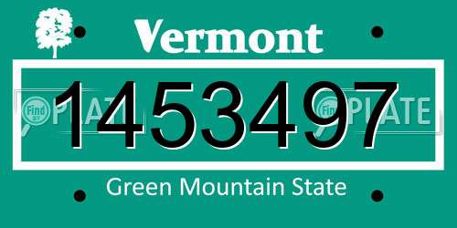 1453497 Vermont License Plate