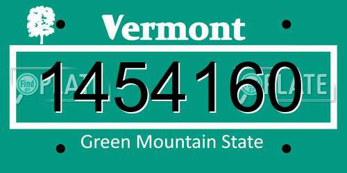 1454160 Vermont License Plate