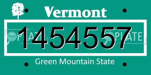 1454557 Vermont License Plate