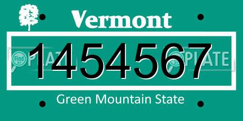 1454567 Vermont License Plate