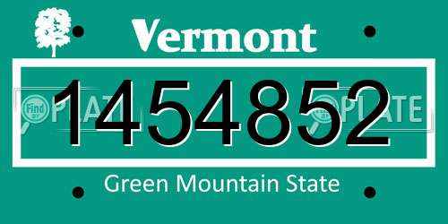 1454852 Vermont License Plate
