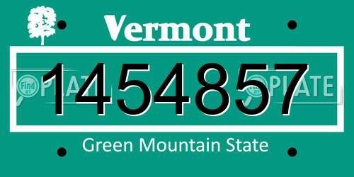 1454857 Vermont License Plate