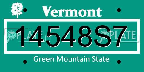 14548S7 Vermont License Plate