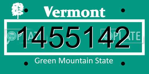 1455142 Vermont License Plate