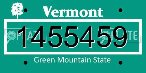 1455459 Vermont License Plate