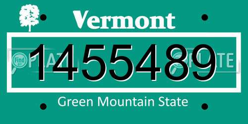 1455489 Vermont License Plate