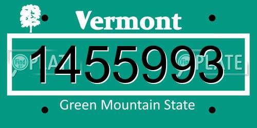 1455993 Vermont License Plate