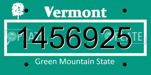 1456925 Vermont License Plate