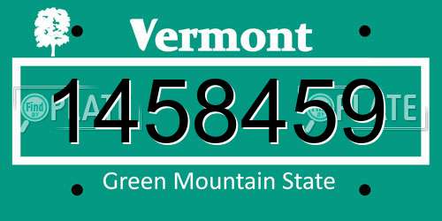 1458459 Vermont License Plate