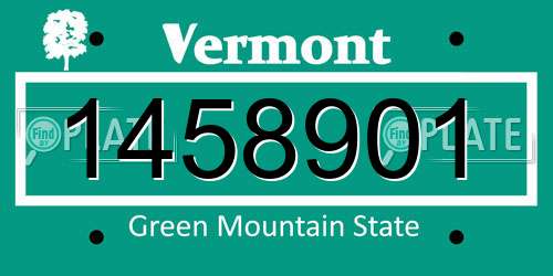 1458901 Vermont License Plate