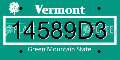 14589D3 Vermont License Plate