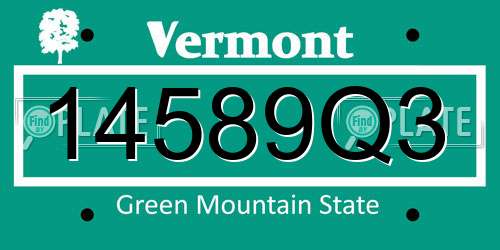 14589Q3 Vermont License Plate