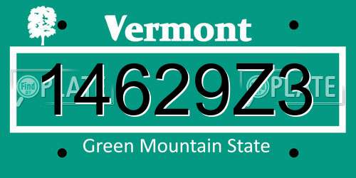 14629Z3 Vermont License Plate