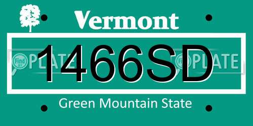 1466SD Vermont License Plate