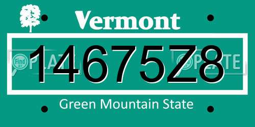 14675Z8 Vermont License Plate