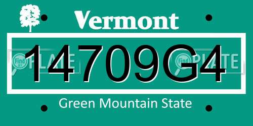 14709G4 Vermont License Plate