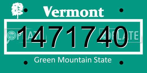 1471740 Vermont License Plate