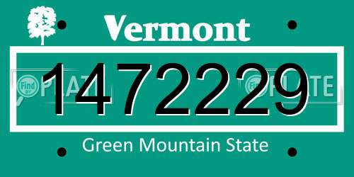 1472229 Vermont License Plate