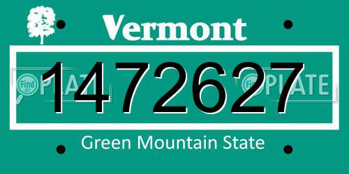 1472627 Vermont License Plate