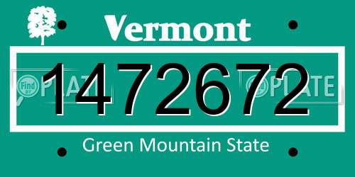 1472672 Vermont License Plate